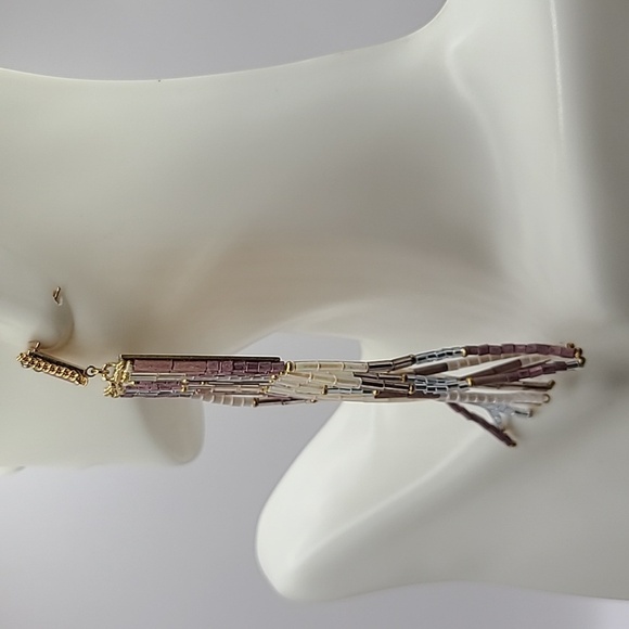 Long dangle beaded, colorful earrings. - Picture 5 of 8